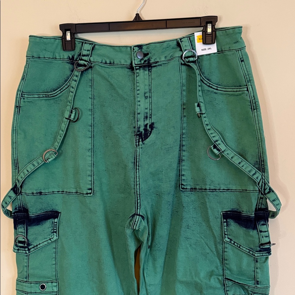 Highlight Pink Cargo Pants with Black Stitching Sz 2XL - Picture 4 of 15